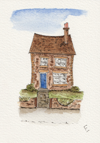 Original watercolour and ink sketch of a house