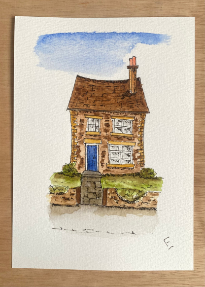 Original watercolour and ink sketch of a house