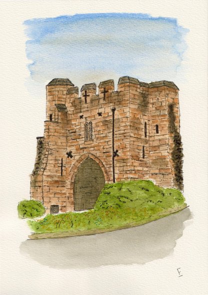 Original watercolour and ink sketch of Pottergate Arch in Lincoln