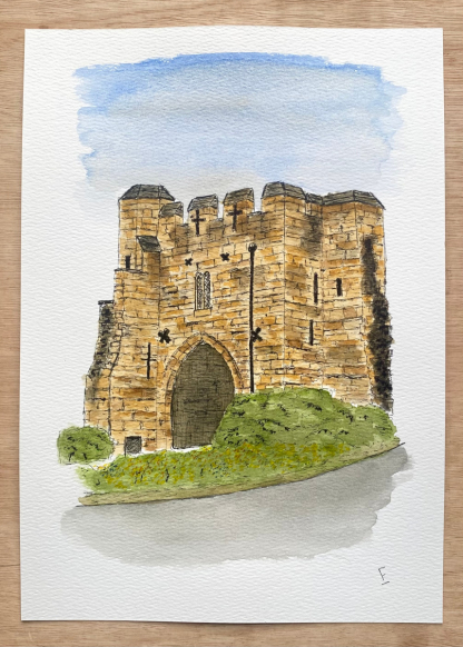 Original watercolour and ink sketch of Pottergate Arch in Lincoln