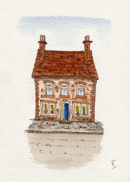 Original watercolour and ink sketch of a house