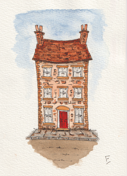 Original watercolour and ink sketch of a house