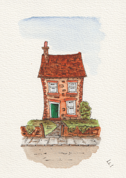 Original watercolour and ink sketch of a house